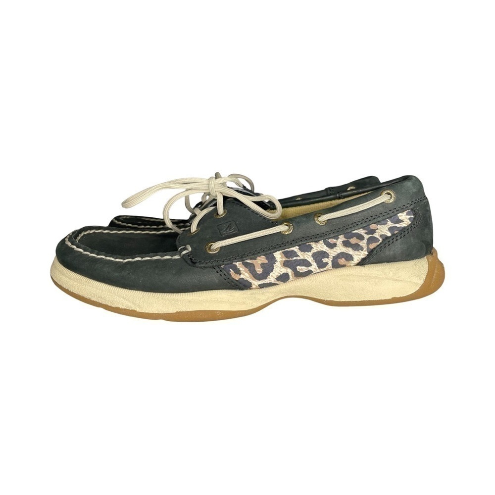 Sperry Black and Animal Print Top-Sider Boat Shoes
